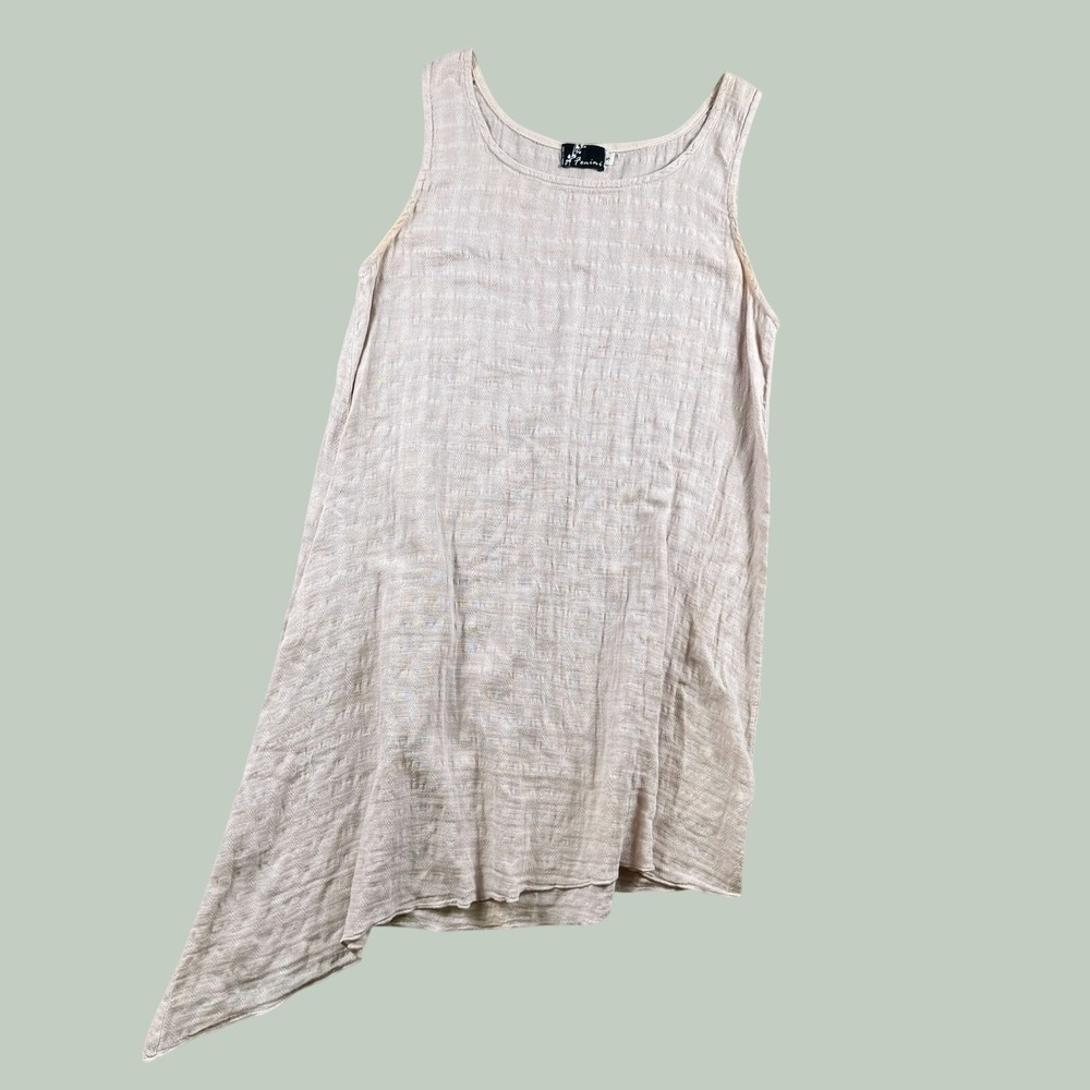 Fenini Tank Top Womens S Pink Cotton Gauze Asymmetric Tunic Lagenlook Boho USA